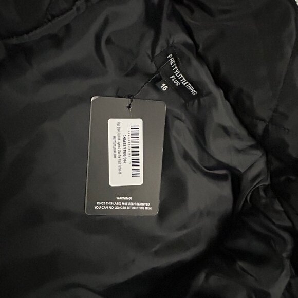 Pretty Little Thing Women's Size 16 Long Quilted Med Weight Puffer Coat Black - Picture 5 of 9